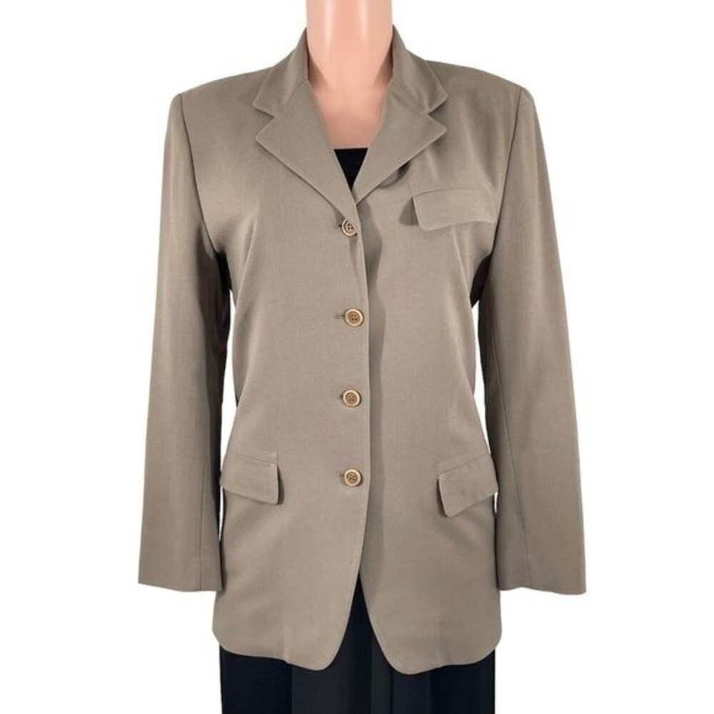 Calvin Klein Womens‎ Blazer Suit Jacket Formal Single Breasted Wool Tan Size 6